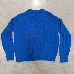 Gap Royal Blue 100% Cotton Cable Knit Sweater
